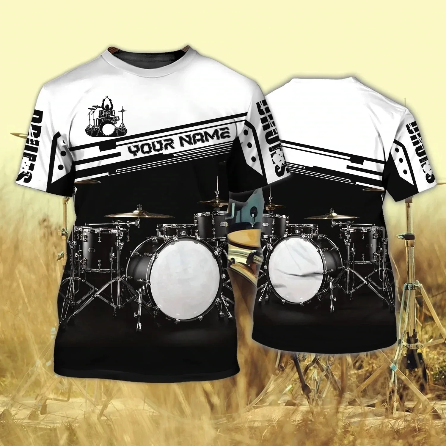 Musical Instrument With Names - Love Peace Drums nombre personalizado 3D