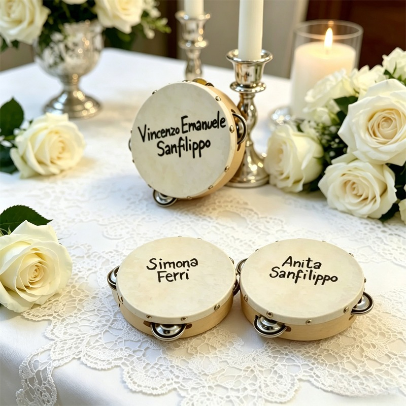 Musical Instrument With Names - 3/5 piezas ﻿ Tamborinas de boda