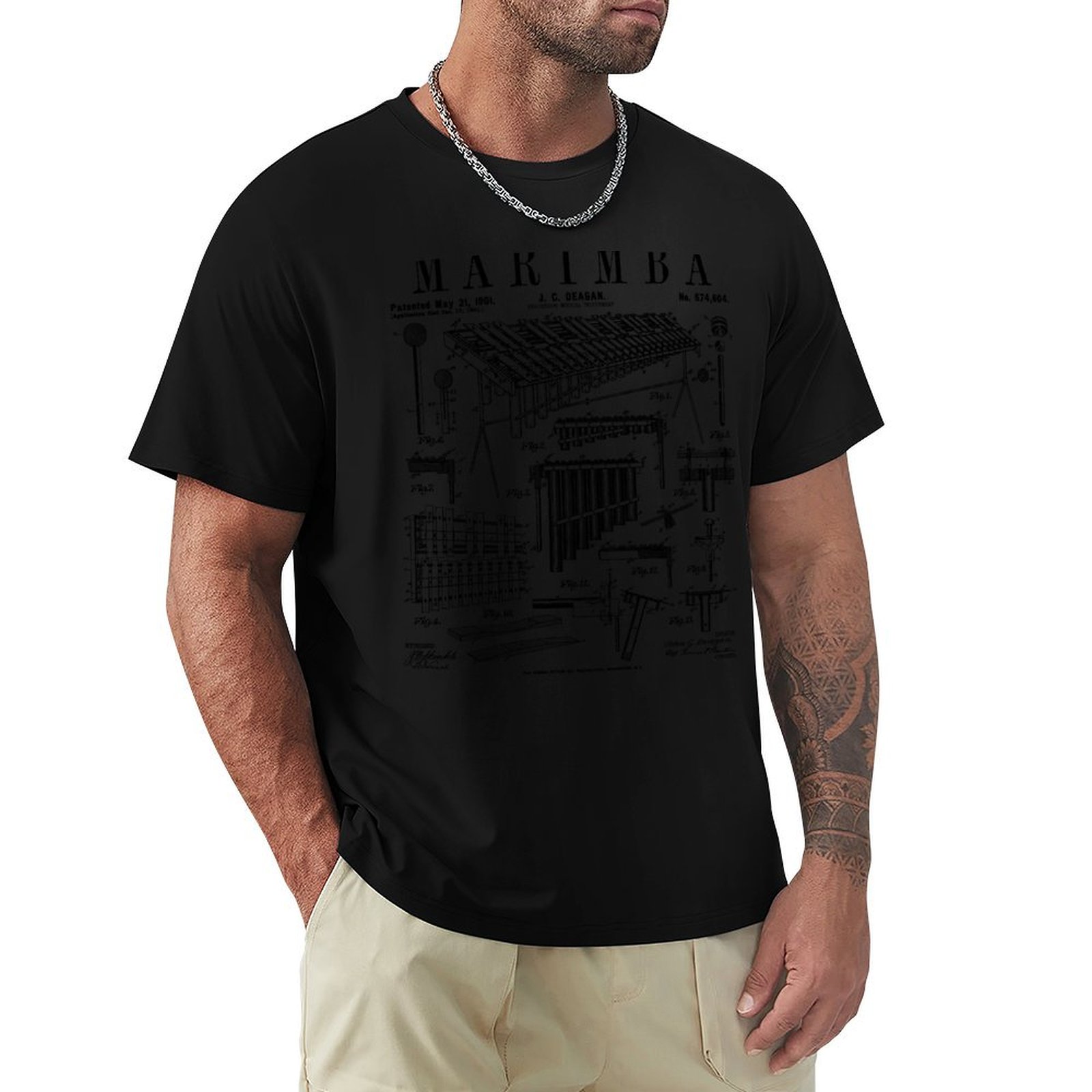 Musical Instrument Marimba - Camiseta con estampado vintage de instrumento