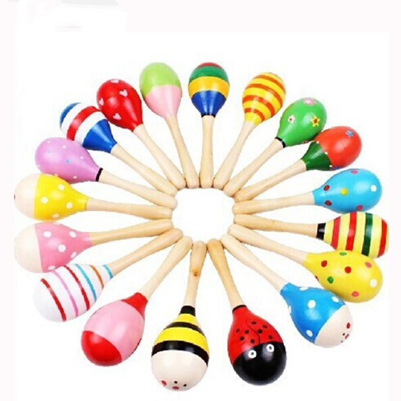 Musical Instrument For Babies - Sonajeros pequeños de madera coloridos, Maracas